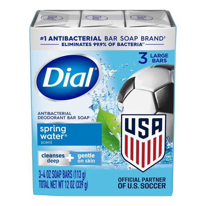 Dial Refresh & Renew Spring Water Antibacterial Deodorant Bar Soap 4 oz - 3 Ct - 12 Pack