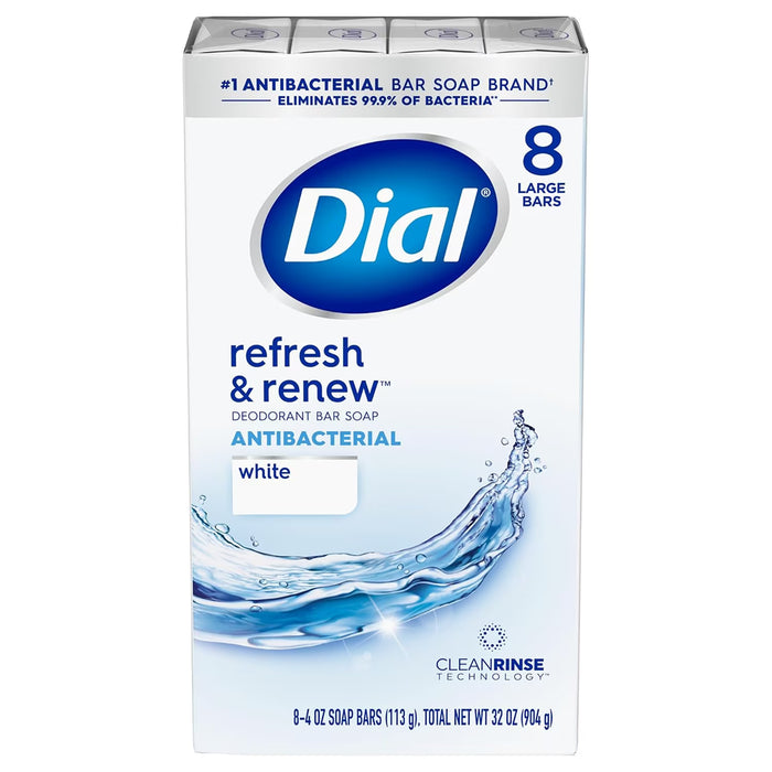 Dial White Antibacterial Deodorant Bar Soap 4 oz - 8 Ct - 4 Pack