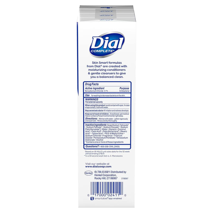 Dial White Antibacterial Deodorant Bar Soap 4 oz - 8 Ct - 4 Pack