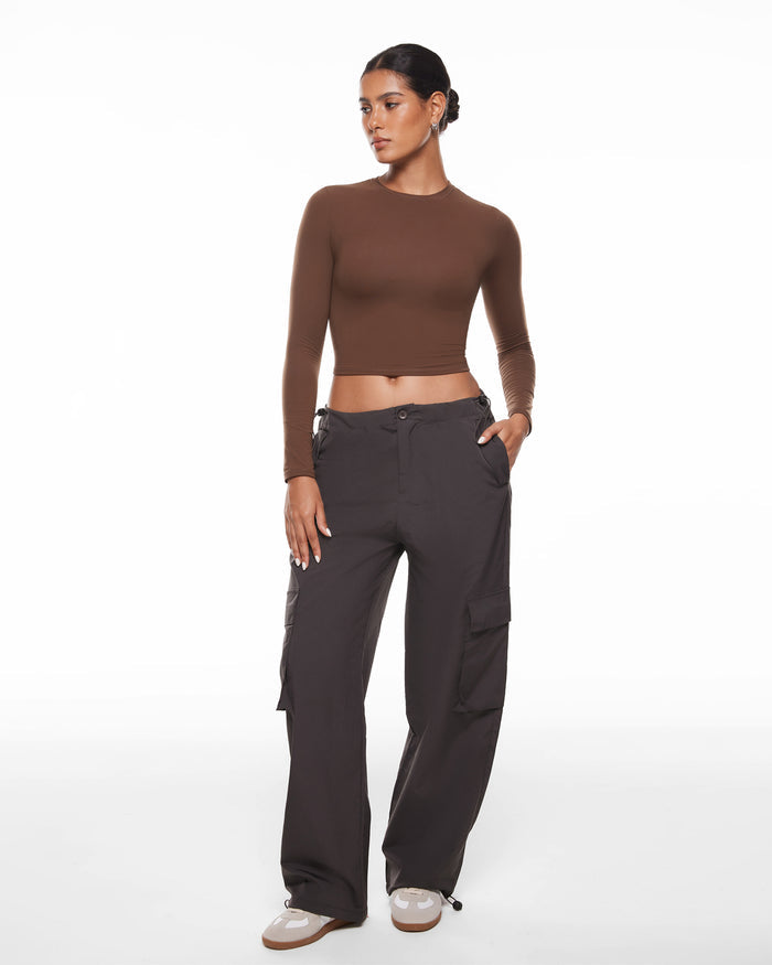 Double Lined Long Sleeve Crop Top