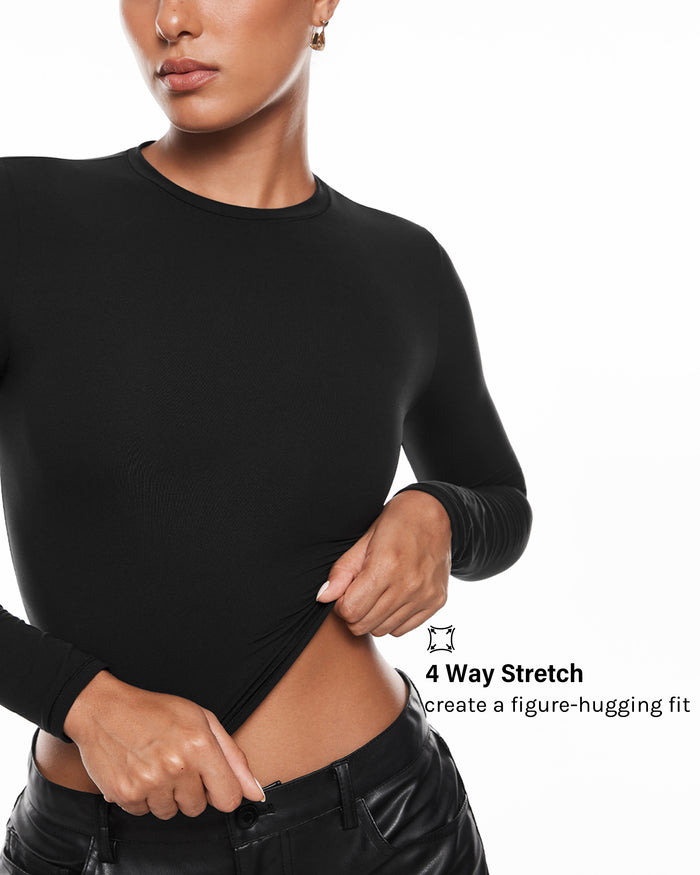 Double Lined Long Sleeve Crop Top