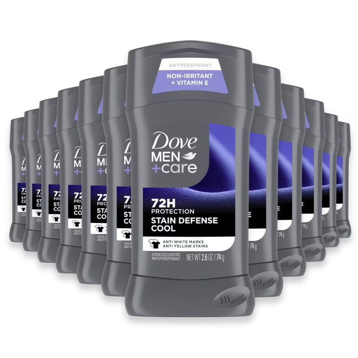 Dove - Men + Care, Stain Defense, 48H Antiperspirant, Cool - 2.6 Oz - 12 Pack