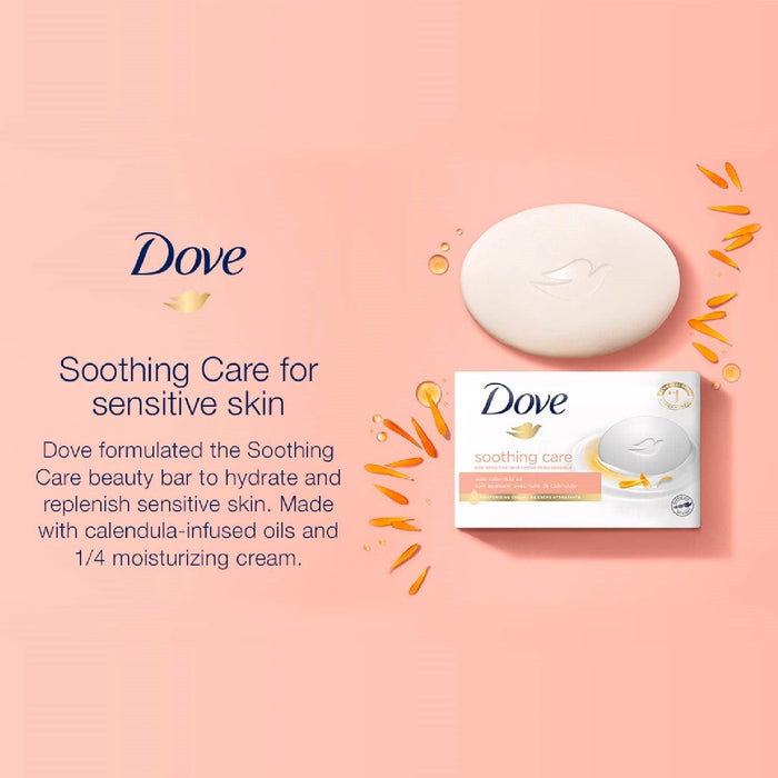 Dove - Soothing Care Moisturizing Beauty Bar For Sensitive Skin  3.75 OZ  - 6 Pack - OPEN BOX