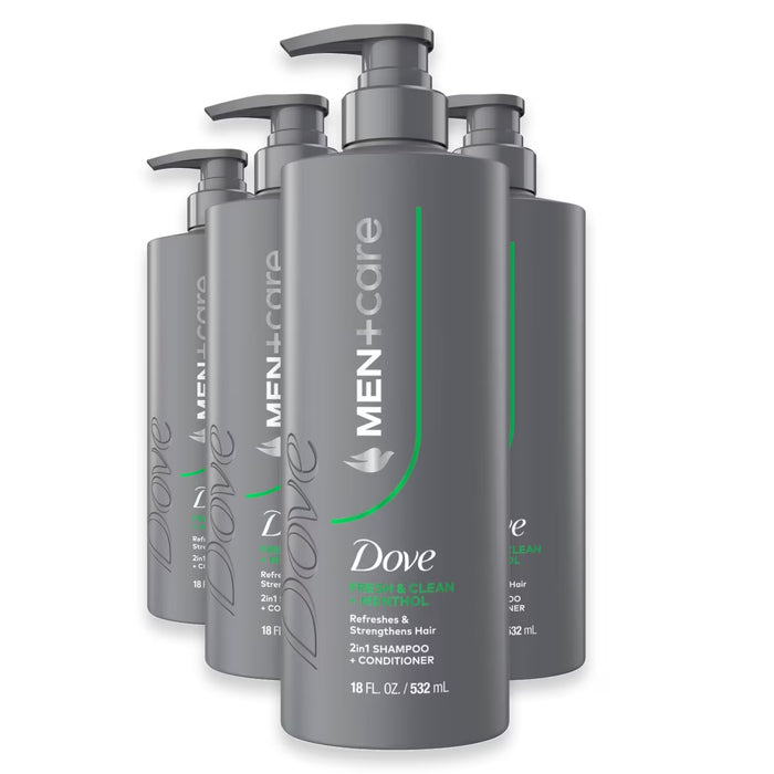 Dove Men+Care Fresh & Clean + Menthol 2-in-1 Shampoo - 18 oz - 4 Pack