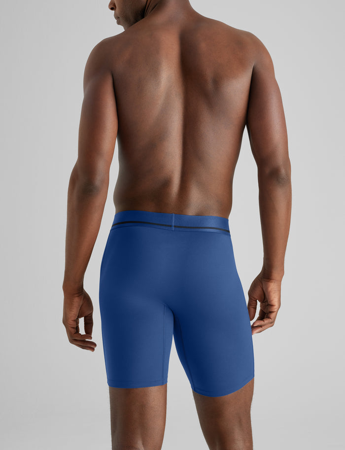DriComfort® Geo 365 Boxer Brief 8" (3-Pack)::Black/Dress Blues/Blue Quartz