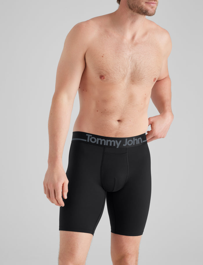 DriComfort® Geo 365 Boxer Brief 8" (3-Pack)::Black/Dress Blues/Blue Quartz