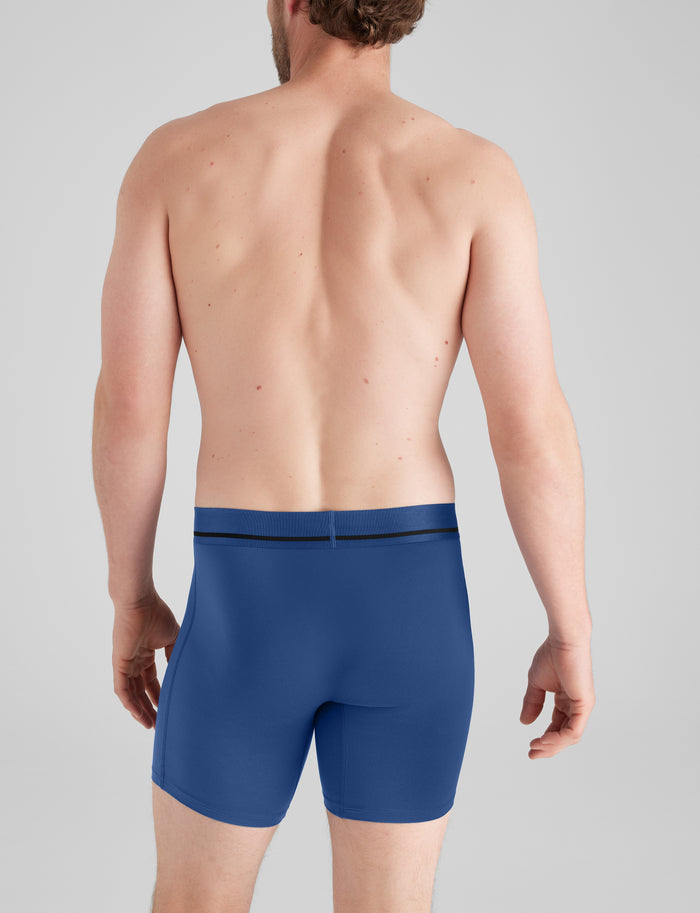 DriComfort® Geo 365 Mid-Length Boxer Brief 6" (3-Pack)::Black/Dress Blues/Blue Quartz