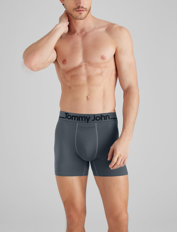 DriComfort® Geo 365 Mid-Length Boxer Brief 6" (6-Pack)::Black/Dress Blues/Turbulence