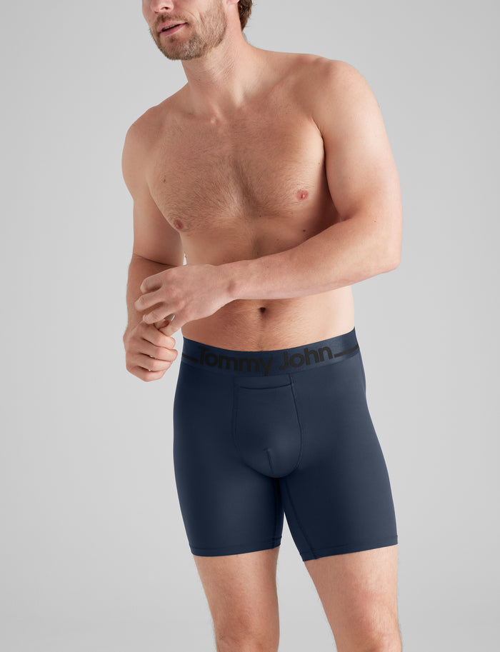 DriComfort® Geo 365 Mid-Length Boxer Brief 6" (6-Pack)::Black/Dress Blues/Turbulence