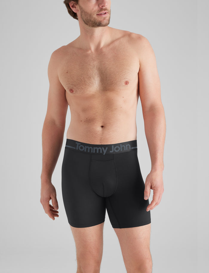 DriComfort® Geo 365 Mid-Length Boxer Brief 6"::Black