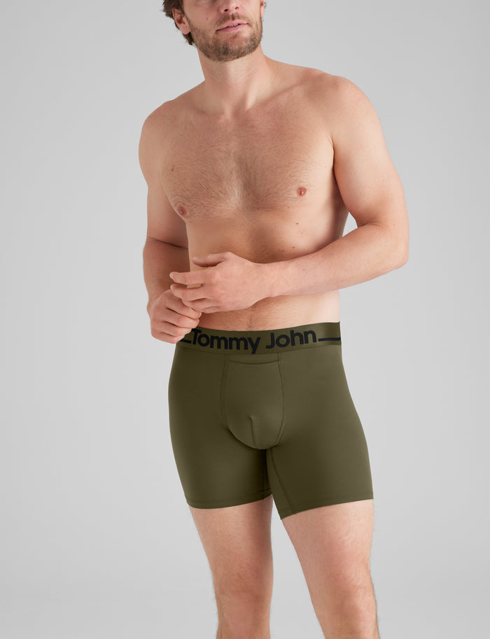DriComfort® Geo 365 Mid-Length Boxer Brief 6"::Dark Olive