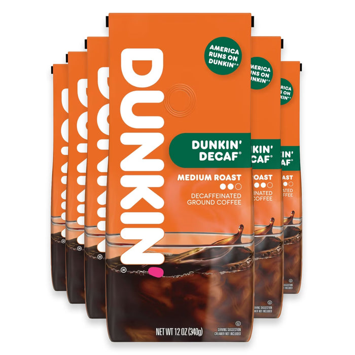 Dunkin' Decaf Medium Roast Ground Coffee - 12 oz - 6 Pack