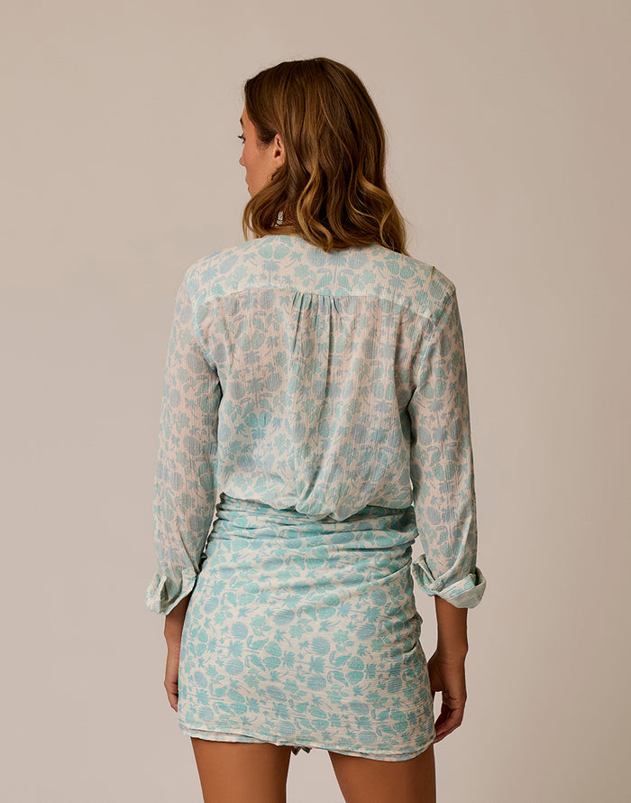 Dylan Gauze Shirt: Cloud Maitai