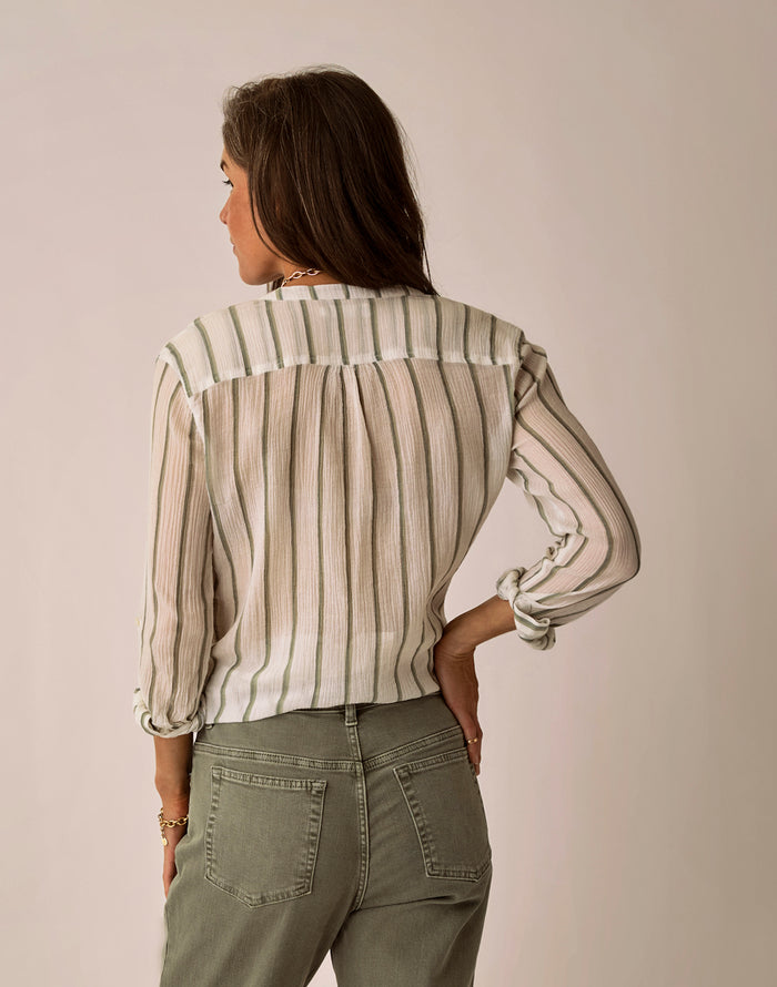 Dylan Gauze Tunic: Fatigue Stripe