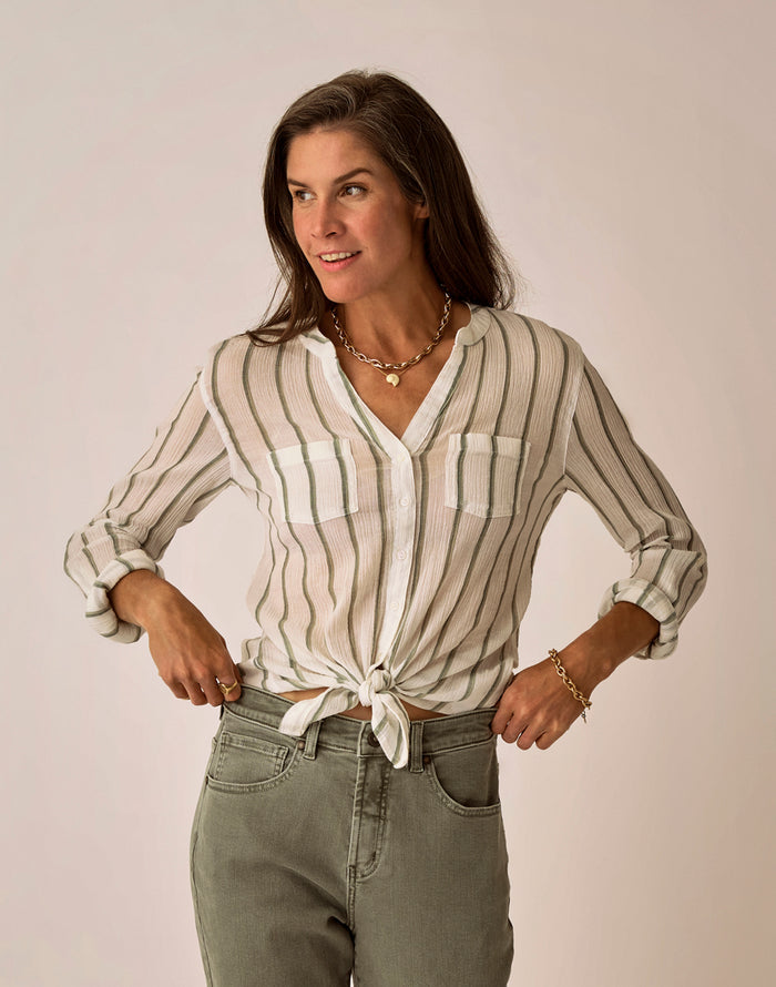 Dylan Gauze Tunic: Fatigue Stripe