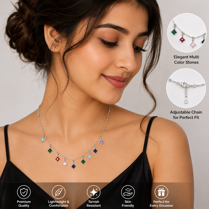 Elegant Multi-Color Charm Necklace