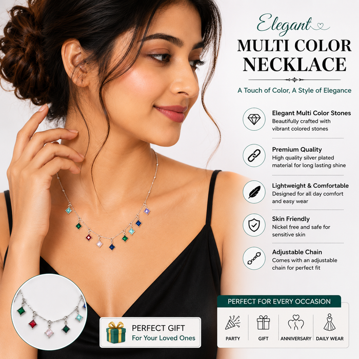 Elegant Multi-Color Charm Necklace