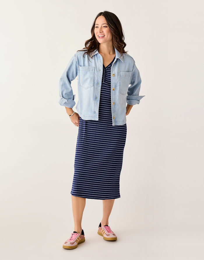 Elodie Rib Dress: Blue Stripe - FINAL SALE