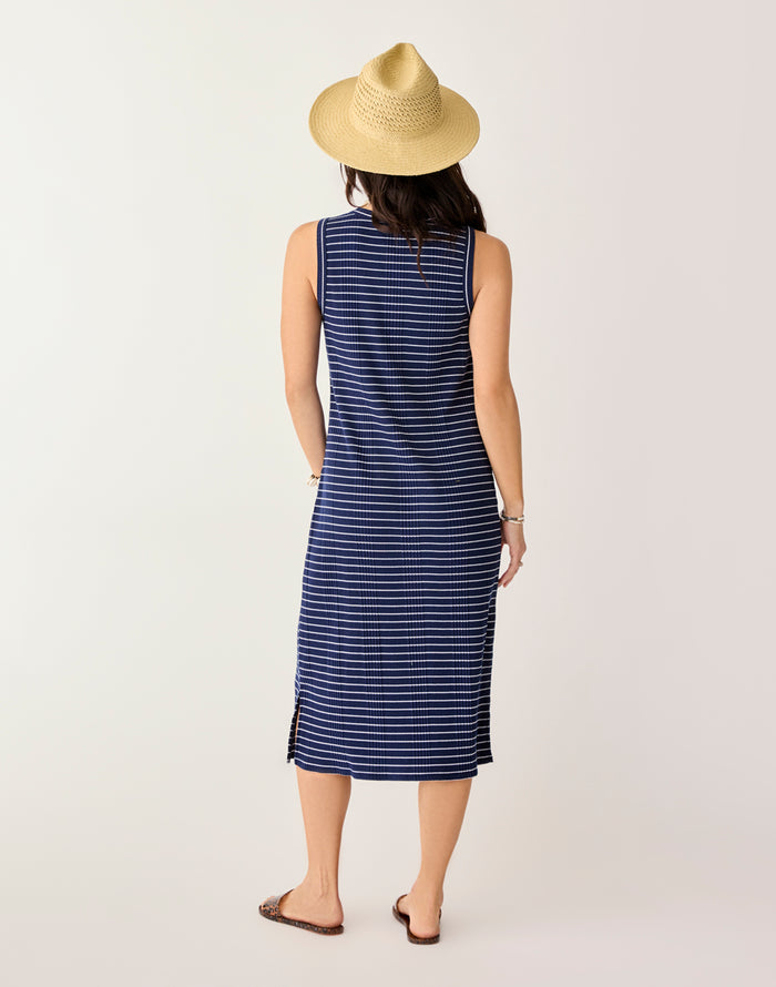 Elodie Rib Dress: Blue Stripe - FINAL SALE