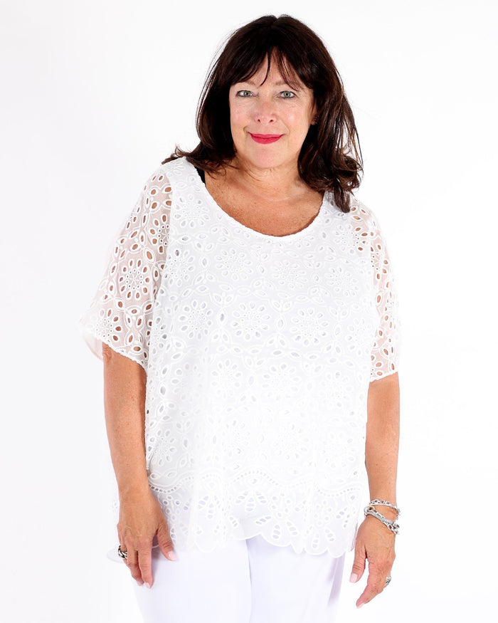 Embroidered Georgette Boxy Top - Joseph Ribkoff