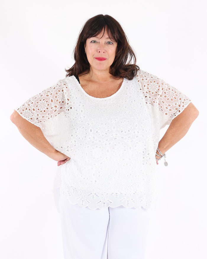 Embroidered Georgette Boxy Top - Joseph Ribkoff