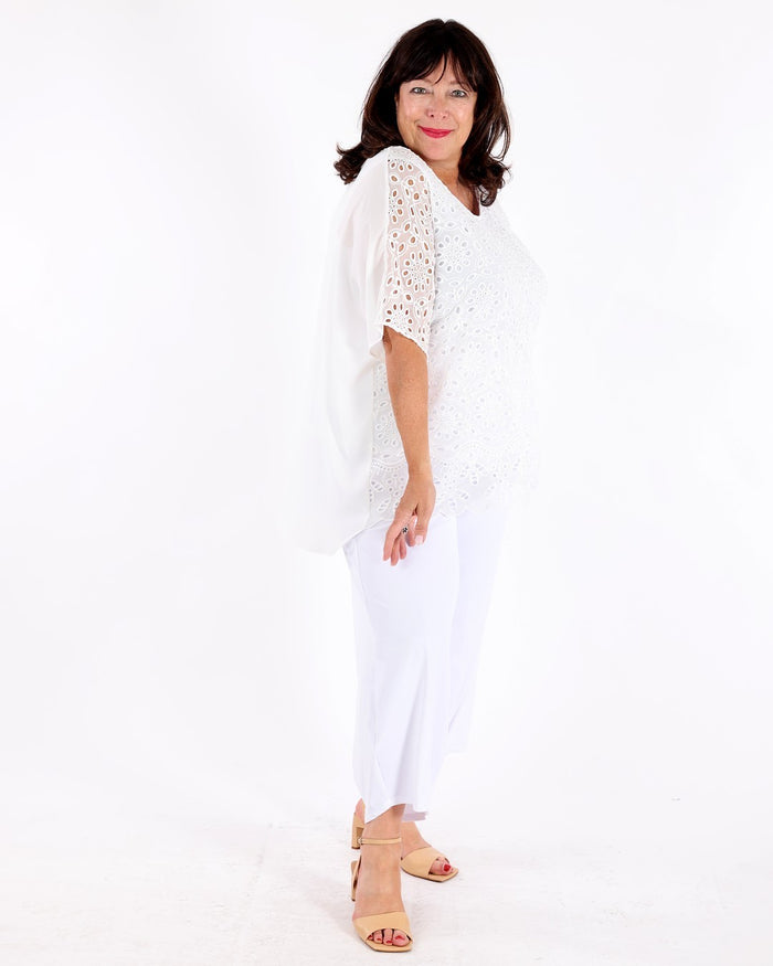 Embroidered Georgette Boxy Top - Joseph Ribkoff
