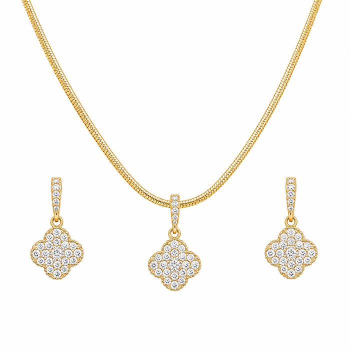 Enhance your style with this elegant Clover Pendant Necklace Set.