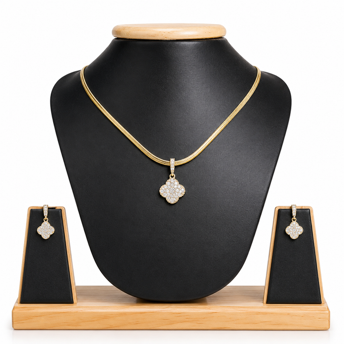 Enhance your style with this elegant Clover Pendant Necklace Set.