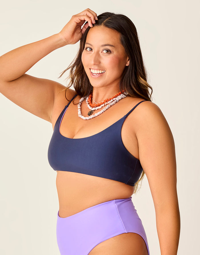 Escondido Compression Reversible Top: Navy/Aster - FINAL SALE