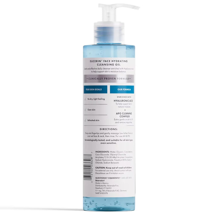 Eucerin Hydrating Cleansing Gel Facial Cleanser - 13.5 oz - 12 Pack