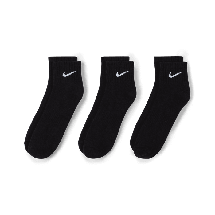 Everyday Cushioned Training Ankle Socks (3 Pairs) 'Black/White'