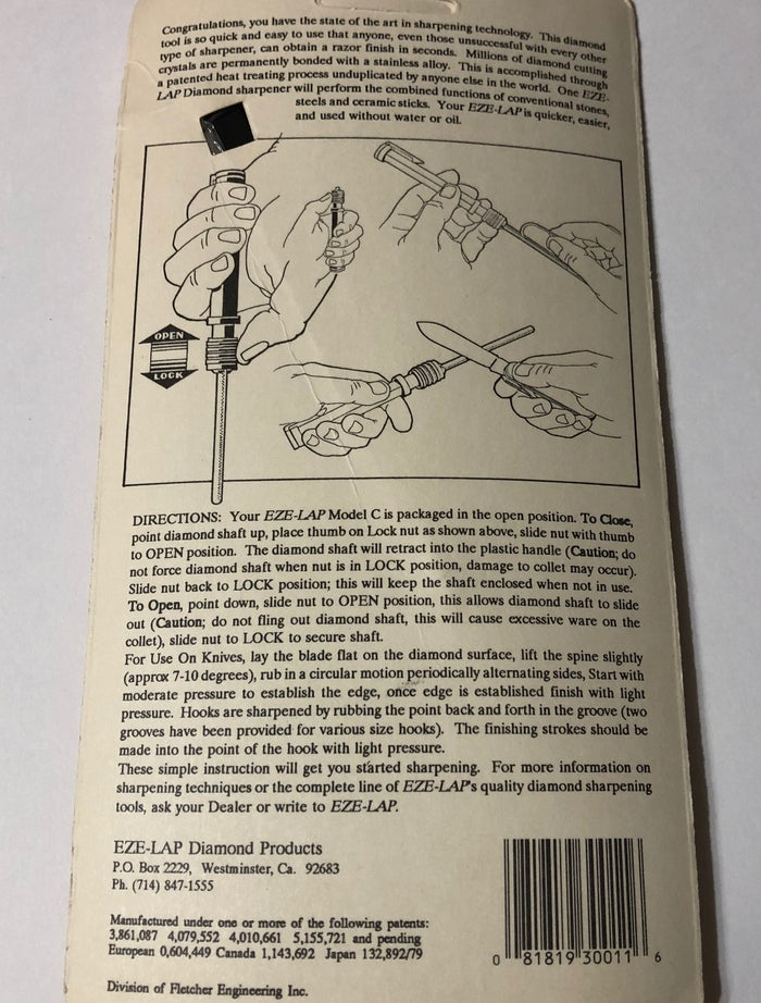 Eze Lap Model C Diamond Knife & Hook Sharpener