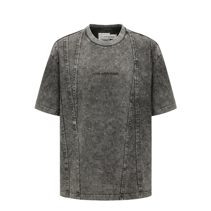 FENG CHEN WANG TIE-DYE PANELLED T-SHIRT GREY