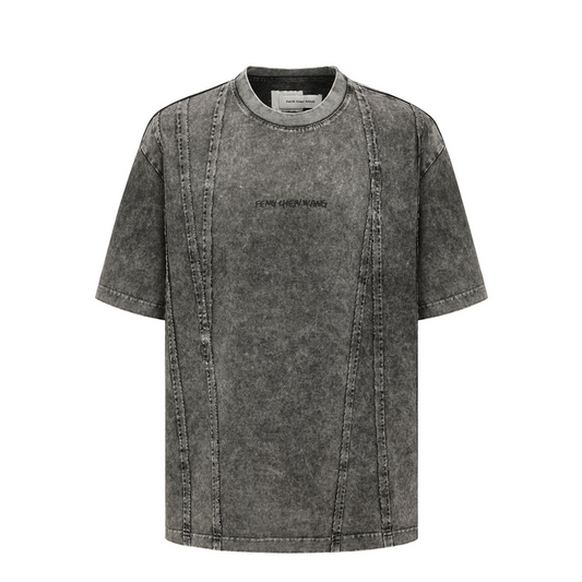 FENG CHEN WANG TIE-DYE PANELLED T-SHIRT GREY