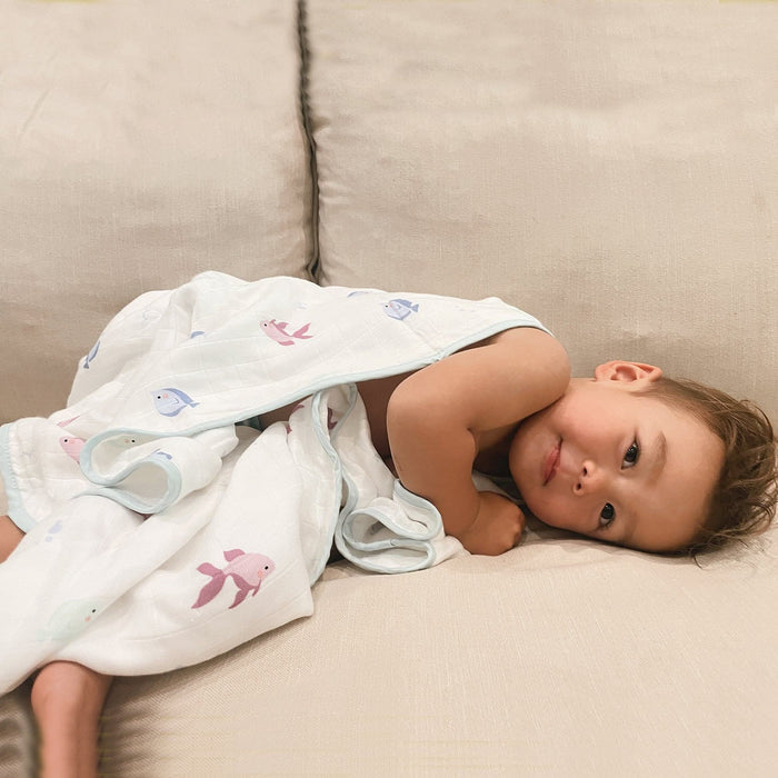 fish print baby blanket