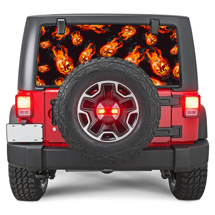 Flaming Pumpkins Rear Window Decal