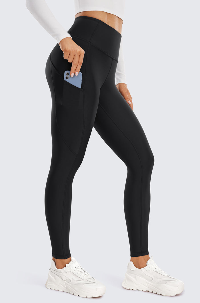 CRZ YOGA Women's Fleece Lined Leggings with Pockets 28'' Melanite