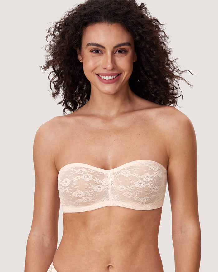 Floral Lace Strapless Bra