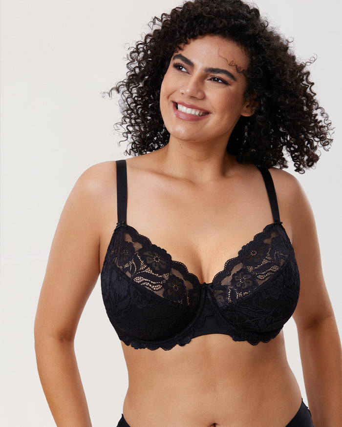 Women's Floral Lace Underwired Bra Black