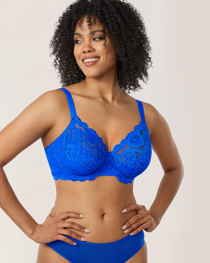 Women's Floral Lace Underwired Bra Sky Blue