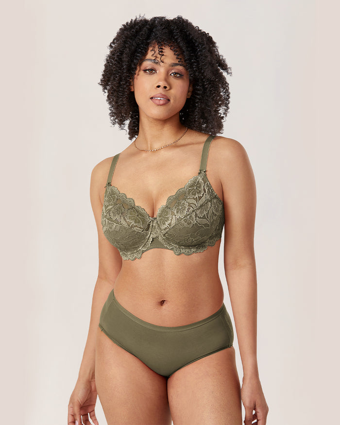 Women's Floral Lace Underwired Bra Camouflage