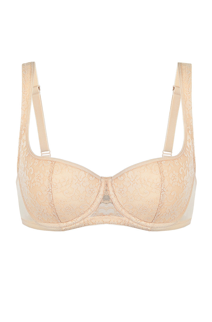 Women's Floral Lightly Lined Balconette Bra Beige