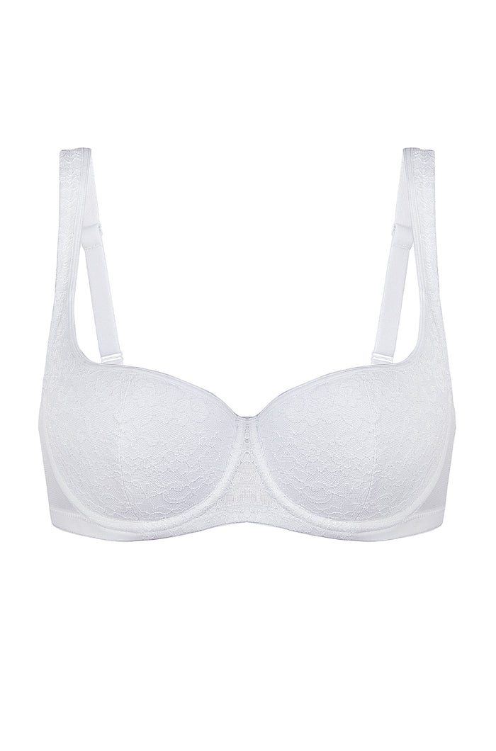 Women's Floral Lightly Lined Balconette Bra White