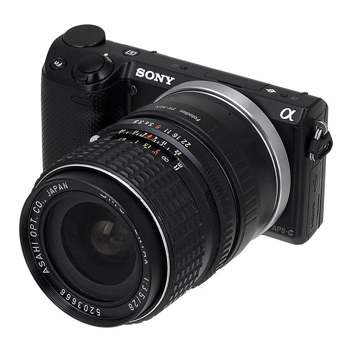 Fotodiox Lens Mount Adapter - Pentax K Mount (PK) SLR Lens to Sony Alpha E-Mount Mirrorless Camera Body