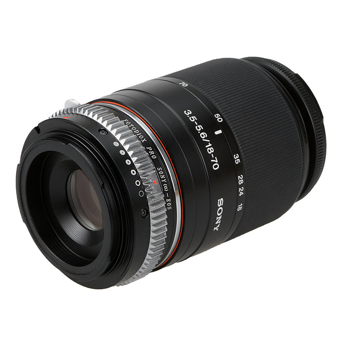 Fotodiox Pro Lens Mount Adapter - Sony Alpha A-Mount (and Minolta AF) DSLR Lens to Canon EOS (EF, EF-S) Mount SLR Camera Body, with Built-In Aperture Control Dial