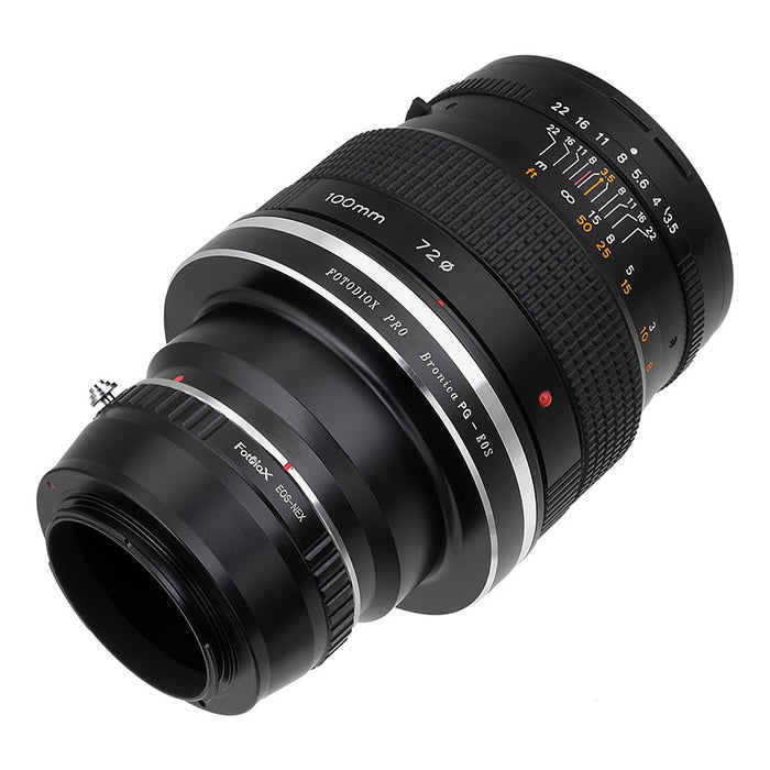 Fotodiox Pro Lens Mount Double Adapter - Bronica GS-1 (PG) Mount SLR Lens to Sony Alpha E-Mount Mirrorless Camera Body