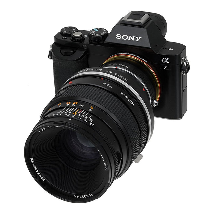 Fotodiox Pro Lens Mount Double Adapter - Bronica GS-1 (PG) Mount SLR Lens to Sony Alpha E-Mount Mirrorless Camera Body