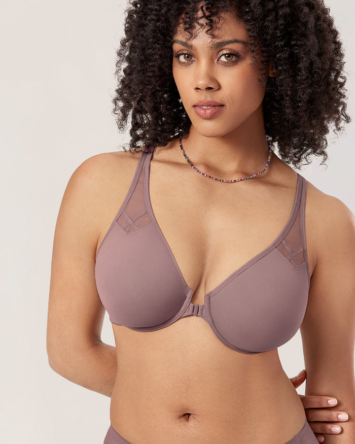 DELIMIRA Women's Front Closure Unlined Bra Mochaccino