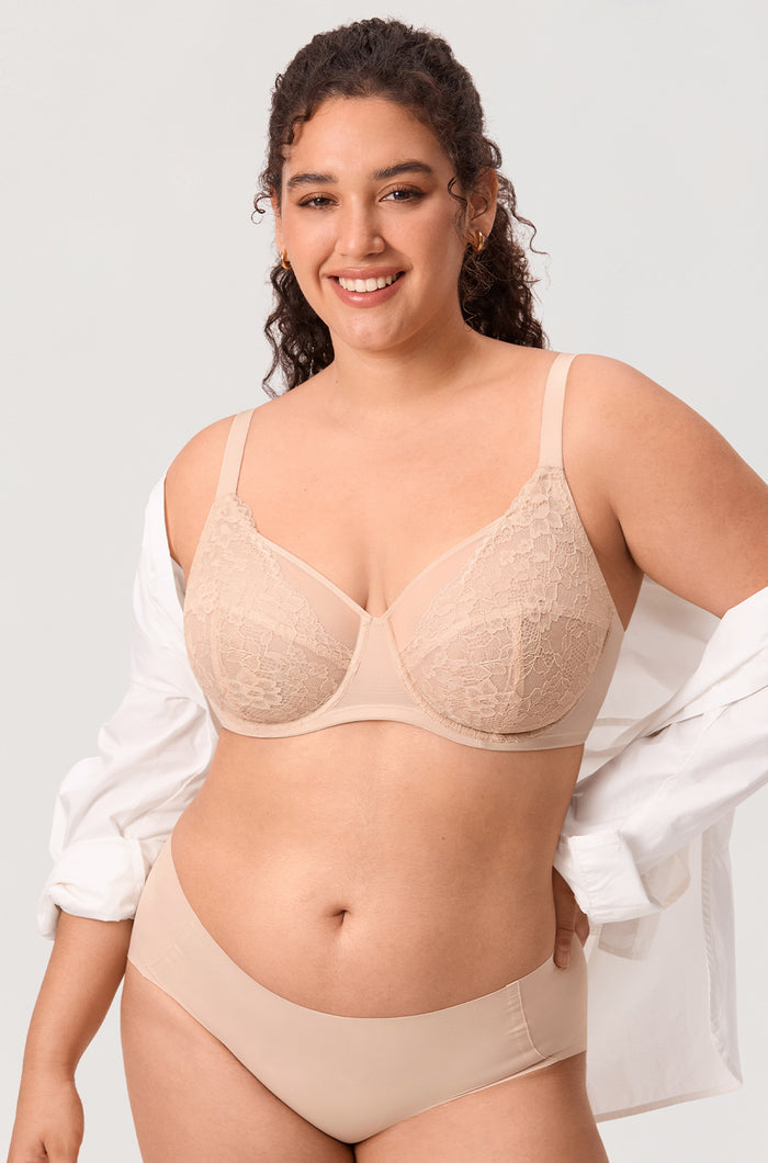 Full Coverage Sheer Mesh Lace Bra