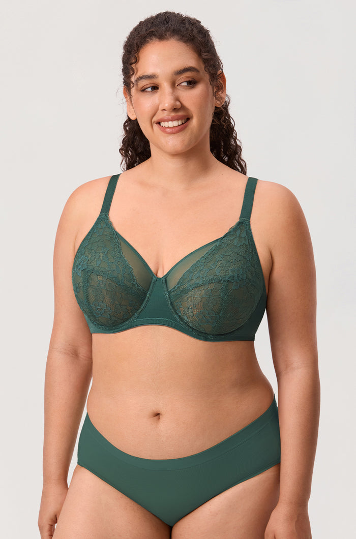 Full Coverage Sheer Mesh Lace Bra